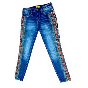 Driftwood boho Aztec beaded embroidered jeans